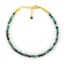 Tibetan Turquoise Round 3mm Faceted beads adjustable stacking bracelet | STK-5526