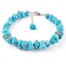 Turquoise Nugget Tumble 5-6mm Rough beads adjustable stacking bracelet | STK-5574