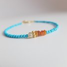 Turquoise & Citrine Round 2-4mm Mix beads adjustable stacking bracelet | STK-5582