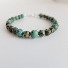 African Turquoise Round 4-6mm Smooth beads adjustable stacking bracelet | STK-0036
