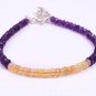 Amethyst & Opal Rondelle 3-3.5mm Mix beads adjustable stacking bracelet | STK-0442