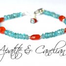 Apatite & Carnelian Mix 3-6mm Smooth beads adjustable stacking bracelet | STK-0645