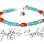 Apatite & Carnelian Mix 3-6mm Smooth beads adjustable stacking bracelet | STK-0645