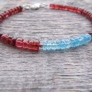 Apatite & Garnet Rondelle 4mm Smooth beads adjustable stacking bracelet | STK-0648