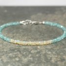 Apatite & Welo Opal Rondelle 3mm Mix beads adjustable stacking bracelet | STK-0664