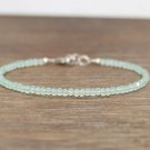 Aqua Chalcedony Rondelle 2mm Faceted beads adjustable stacking bracelet | STK-0703
