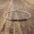 Black Diamond Nugget Chips 3mm Rough beads adjustable stacking bracelet | STK-1028