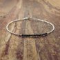 Black Diamond Nugget Chips 3mm Rough beads adjustable stacking bracelet | STK-1028