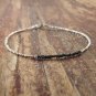 Black Diamond Nugget Chips 3mm Rough beads adjustable stacking bracelet | STK-1028