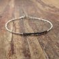 Black Diamond Nugget Chips 2mm Rough beads adjustable stacking bracelet | STK-1033