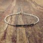 Black Diamond Nugget Chips 2mm Rough beads adjustable stacking bracelet | STK-1033