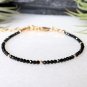 Black Tourmaline Round 2.5mm Faceted beads adjustable stacking bracelet | STK-1450