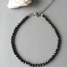 Black Tourmaline Round 2.5mm Faceted beads adjustable stacking bracelet | STK-1459