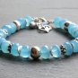 Blue Chalcedony Rondelle 8mm Faceted beads adjustable stacking bracelet | STK-1558