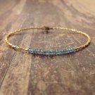 Blue Sapphire Rondelle 3.5mm Faceted beads adjustable stacking bracelet | STK-1652