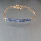 Blue Sapphire Rondelle 3-4mm Faceted beads adjustable stacking bracelet | STK-1669