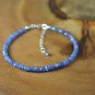 Blue Sapphire Rondelle 3.5mm Faceted beads adjustable stacking bracelet | STK-1680