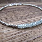 Blue Zircon Rondelle 4-4.5mm Faceted beads adjustable stacking bracelet | STK-1773