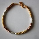Coated Pyrite Rondelle 3-4mm Faceted beads adjustable stacking bracelet | STK-2309