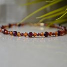 Garnet & Citrine Round 2-4mm Faceted beads adjustable stacking bracelet | STK-3141