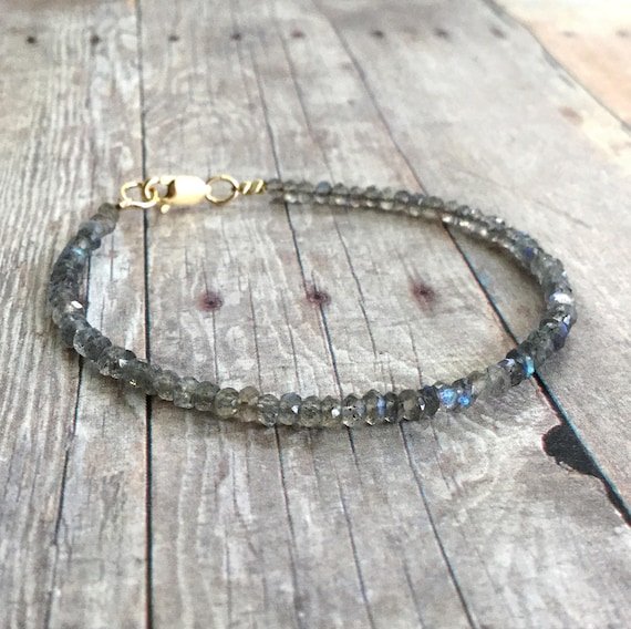 Labradorite Rondelle 3-3.5mm Faceted beads adjustable stacking bracelet | STK-3871