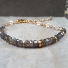 Labradorite Rondelle 4-4.5mm Faceted beads adjustable stacking bracelet | STK-3910
