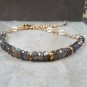 Labradorite Rondelle 4-4.5mm Faceted beads adjustable stacking bracelet | STK-3910