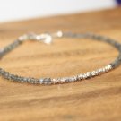 Labradorite Rondelle 2-2.5mm Faceted beads adjustable stacking bracelet | STK-4001