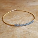 Moss Aquamarine Rondelle 3mm Faceted beads adjustable stacking bracelet | STK-4628