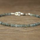 Moss Aquamarine Rondelle 3mm Faceted beads adjustable stacking bracelet | STK-4640