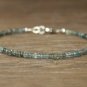 Moss Aquamarine Rondelle 3mm Faceted beads adjustable stacking bracelet | STK-4640