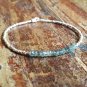 Moss Aquamarine Rondelle 4mm Faceted beads adjustable stacking bracelet | STK-4645