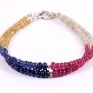 Multi Sapphire Rondelle 3-5mm Smooth beads adjustable stacking bracelet | STK-4830