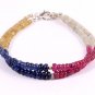 Multi Sapphire Rondelle 3-5mm Smooth beads adjustable stacking bracelet | STK-4830