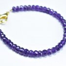 African Amethyst Rondelle 6mm Faceted beads adjustable stacking bracelet | STK-0021