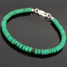 African Turquoise Rondelle 4mm Smooth beads adjustable stacking bracelet | STK-0037