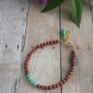 Amazonite & Sunstone Mix 4-6mm Smooth beads adjustable stacking bracelet | STK-0136