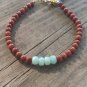 Amazonite & Sunstone Mix 4-6mm Smooth beads adjustable stacking bracelet | STK-0136