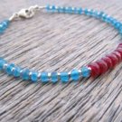 Apatite & Ruby Rondelle 3-4mm Faceted beads adjustable stacking bracelet | STK-0689