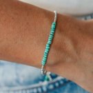 Arizona Turquoise Rondelle 2mm Smooth beads adjustable stacking bracelet | STK-0954