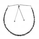 Black Diamond Nugget Tumble 2mm Rough beads adjustable stacking bracelet | STK-1022
