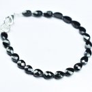 Black Spinel Pear 5X6.5-5X7mm Faceted beads adjustable stacking bracelet | STK-1256