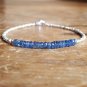 Blue Kyanite Rondelle 4-4.5mm Faceted beads adjustable stacking bracelet | STK-1613