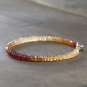 Hessonite Garnet Rondelle 4mm Faceted beads adjustable stacking bracelet | STK-3603