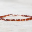 Hessonite Garnet Rondelle 3mm Faceted beads adjustable stacking bracelet | STK-3615