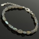 Labradorite Oval Tumble 4x7mm  Smooth beads adjustable stacking bracelet | STK-3862