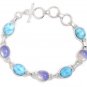 Larimar & Moonstone Oval 7x9mm Smooth beads adjustable stacking bracelet | STK-4409