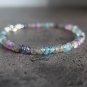 Multi Gemstone Rondelle 3-4mm Faceted beads adjustable stacking bracelet | STK-4741