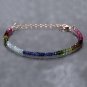 Multi Gemstone Rondelle 3-4mm Faceted beads adjustable stacking bracelet | STK-4742