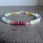 Multi Gemstone Rondelle 3-4mm Faceted beads adjustable stacking bracelet | STK-4748